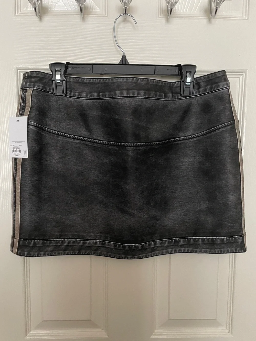 Juniors' SO® Vintage Washed Faux Leather Mini Skirt - Picture 7 of 9